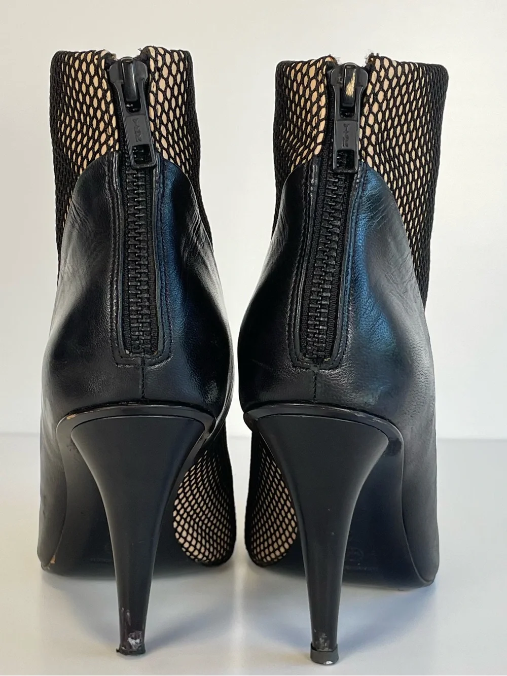 3.1 Phillip Lim” Francis” Fishnet Leather Ankle Booties size 36.5 US 6-6.5